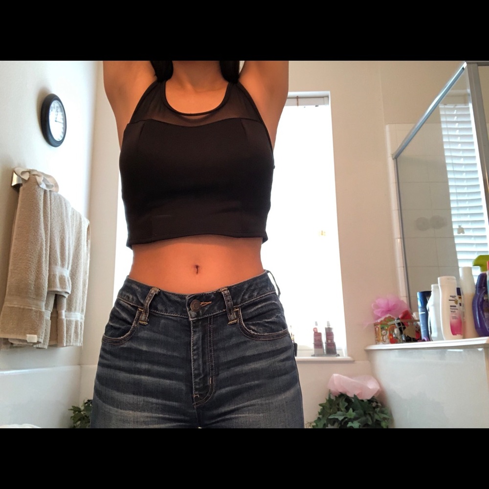 Black Mesh crop top